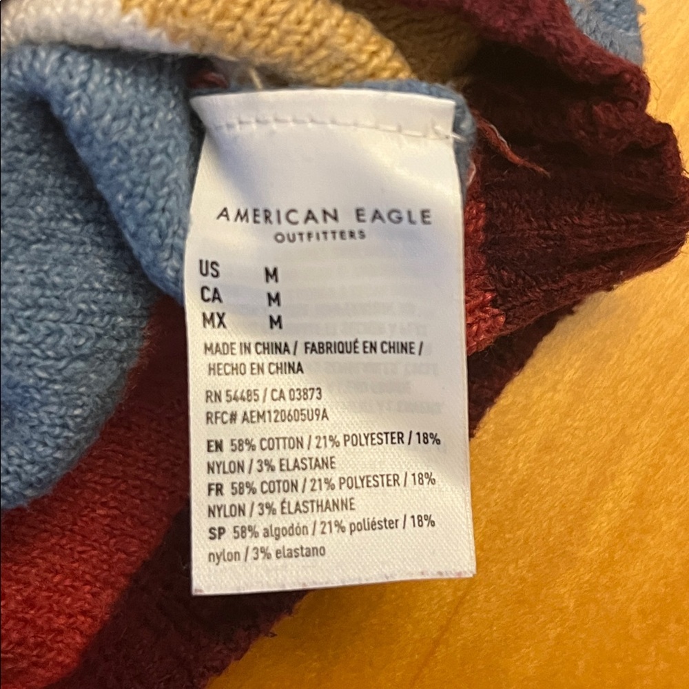 American Eagle Patchwork Crew Neck Sweater Stripe… - image 10